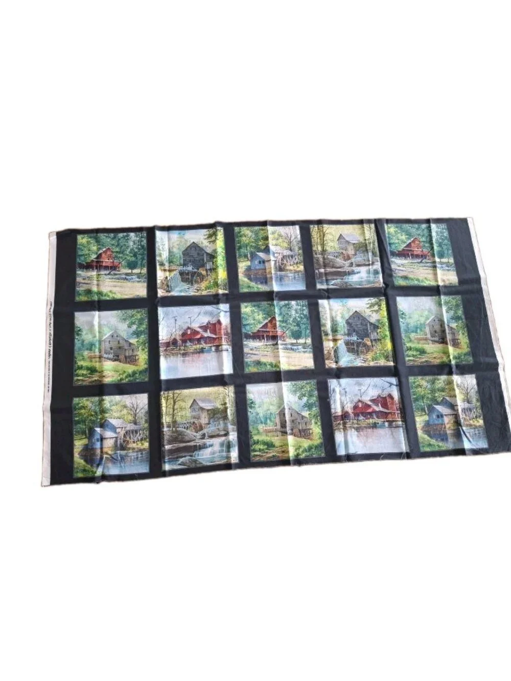 Old Mill Stream Country Fabric Buildings Cotton 23000 Elizabeth Studio 24